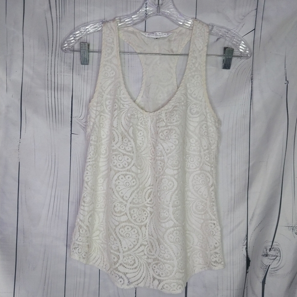 Trina Turk Tops - Trina Turk Kokua Off White Lace Boho Summer Coastal Racerback Tank